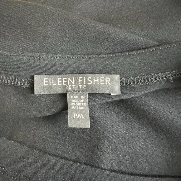 Eileen Fisher Dress Tunic Black Jersey Asymmetric Neckline Size Medium‎ Petite - Picture 7 of 11